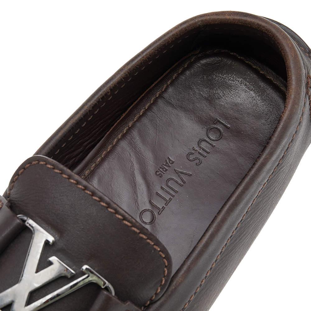Men's Louis Vuitton Dark Brown Leather Monte Carlo Loafers Size 41 For Sale