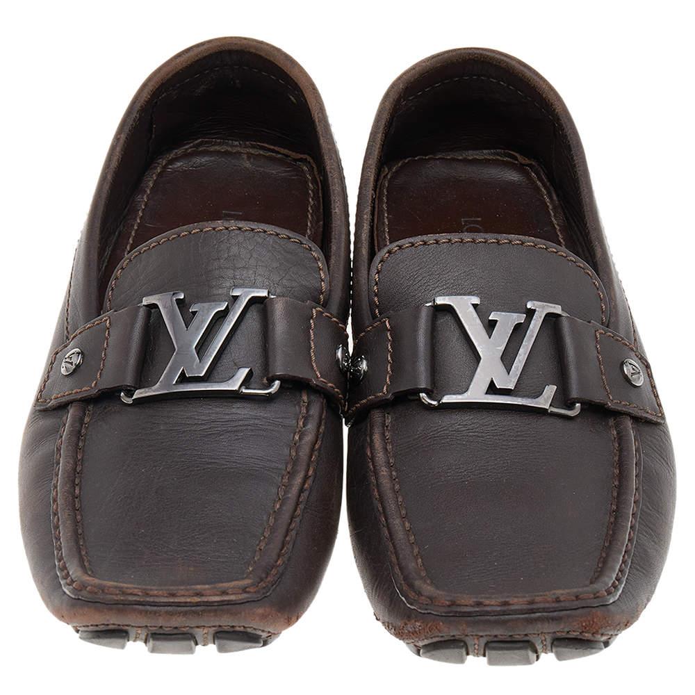 Louis Vuitton Dark Brown Leather Monte Carlo Loafers Size 41 For Sale 2