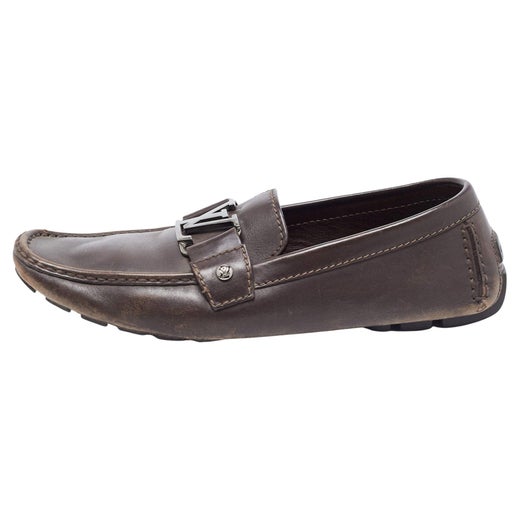 Gucci Brown Leather Horsebit Slip on Loafers Size 43