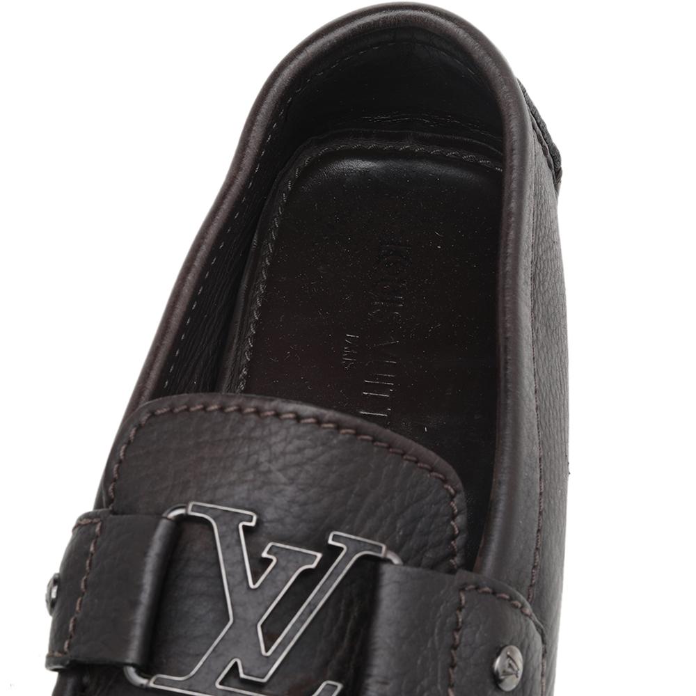 Black Louis Vuitton Dark Brown Leather Monte Carlo Slip On Loafers Size 41.5
