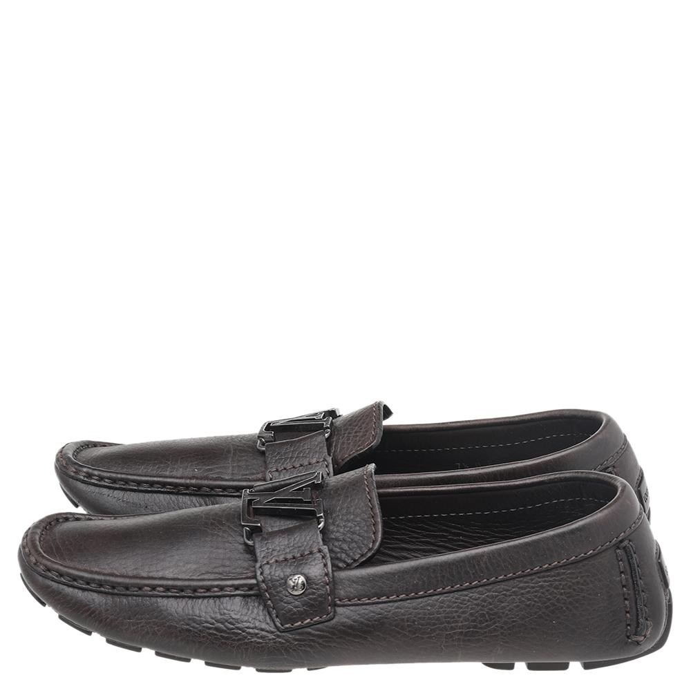 Men's Louis Vuitton Dark Brown Leather Monte Carlo Slip On Loafers Size 41.5