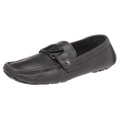 Louis Vuitton Dark Brown Leather Monte Carlo Slip On Loafers Size 41.5