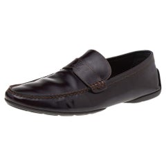 Louis Vuitton Dark Brown Leather Slip On Loafers Size 43