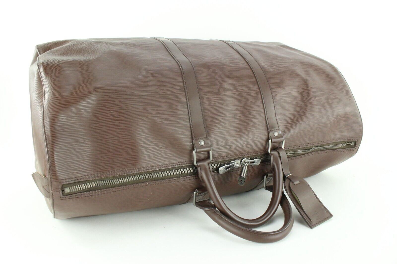 Louis Vuitton Dark Brown Moka Epi Leather Keepall 55 0L1227 4