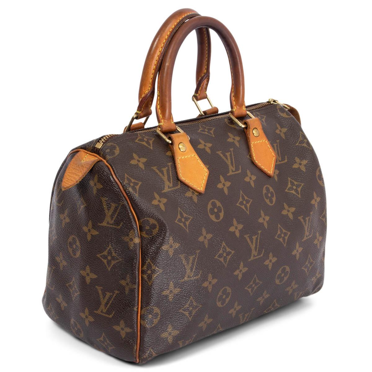 100% authentic Louis Vuitton Speedy 25 in brown Monogram coated canvas. Has been carried with some patina and darkening to the handles and leather trimmings. Overall in good. Comes with dust bag.

Measurements
Height	22cm (8.6in)
Width	25cm
