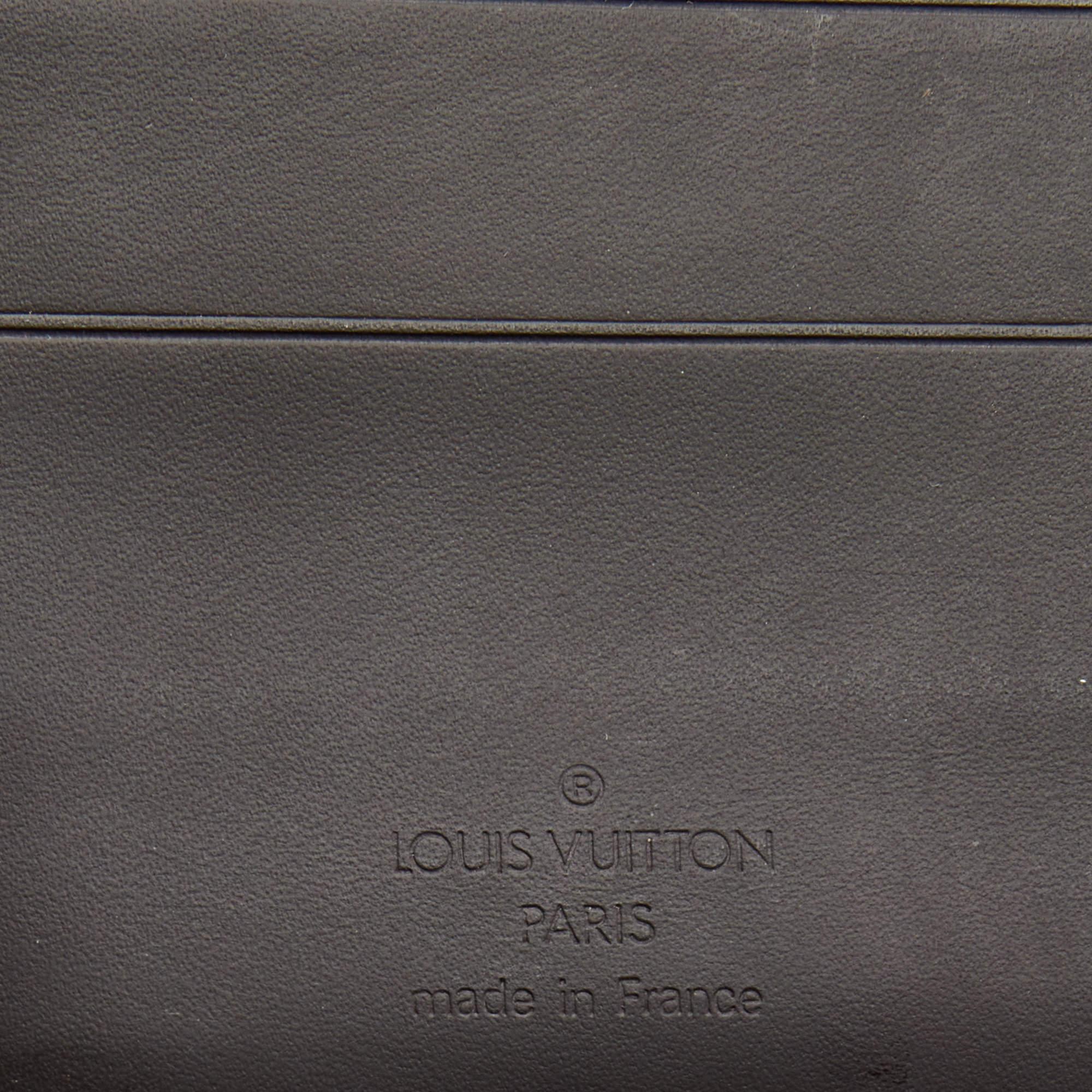 Gray Louis Vuitton Dark Brown Monogram Matte Leather Bifold Wallet Organizer For Sale