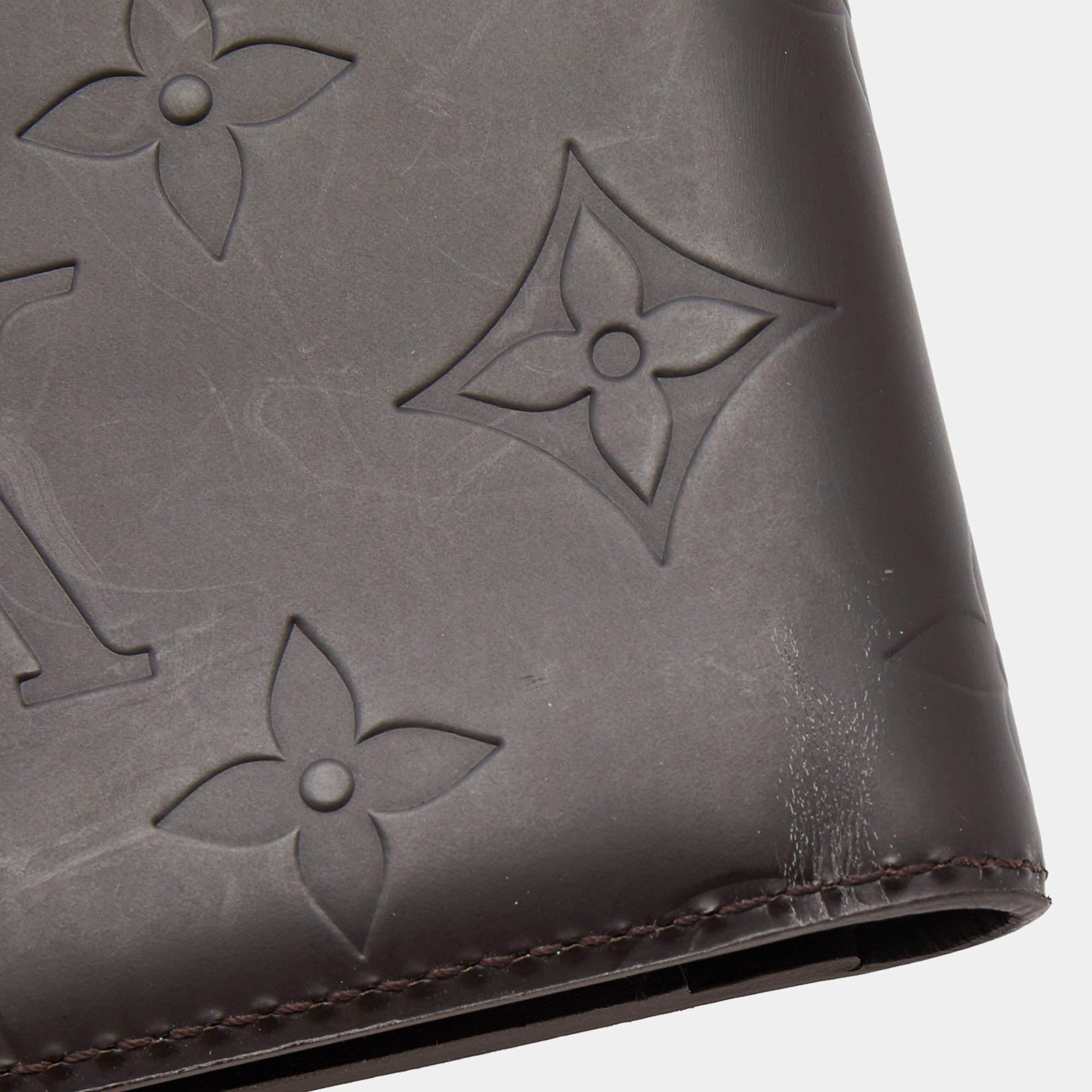 Louis Vuitton Dark Brown Monogram Matte Leather Bifold Wallet Organizer For Sale 2