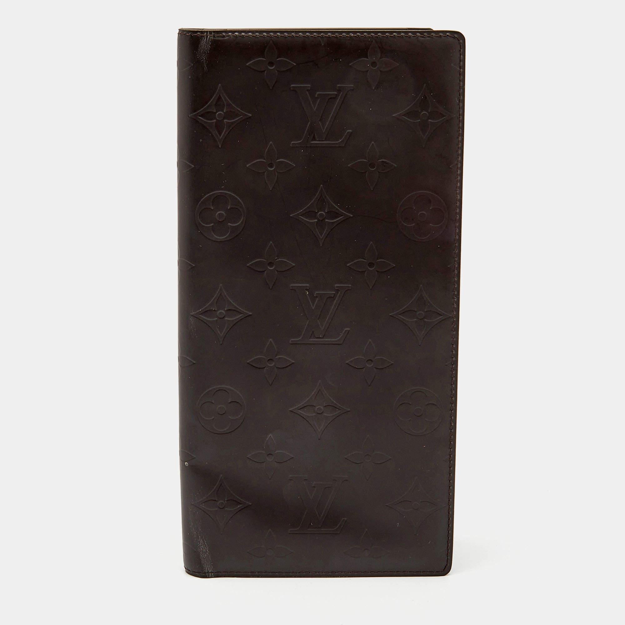 Louis Vuitton Dark Brown Monogram Matte Leather Bifold Wallet Organizer For Sale
