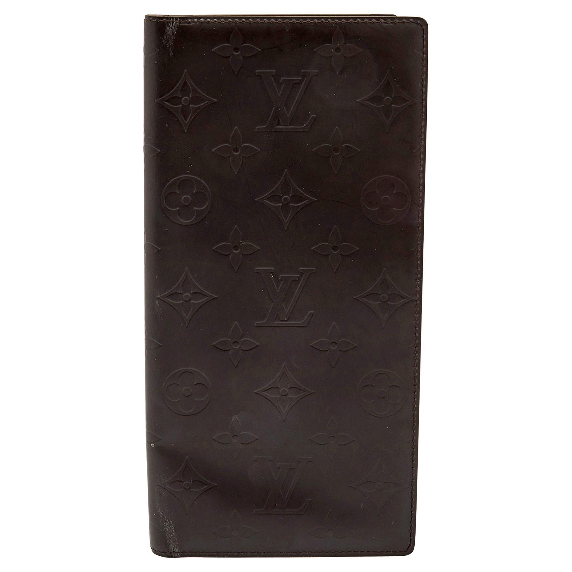 Louis Vuitton Dark Brown Monogram Matte Leather Bifold Wallet Organizer For Sale