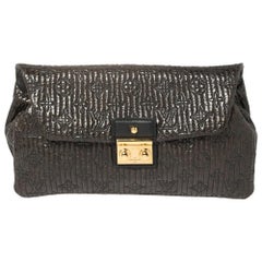 Louis Vuitton Dark Brown Monogram Patent Leather Limited Edition Motard Clutch