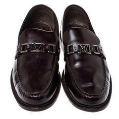 Louis Vuitton Dark Brown Patent Leather Major Loafers Size 45.5