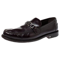 Louis Vuitton Dark Brown Patent Leather Major Loafers Size 45.5