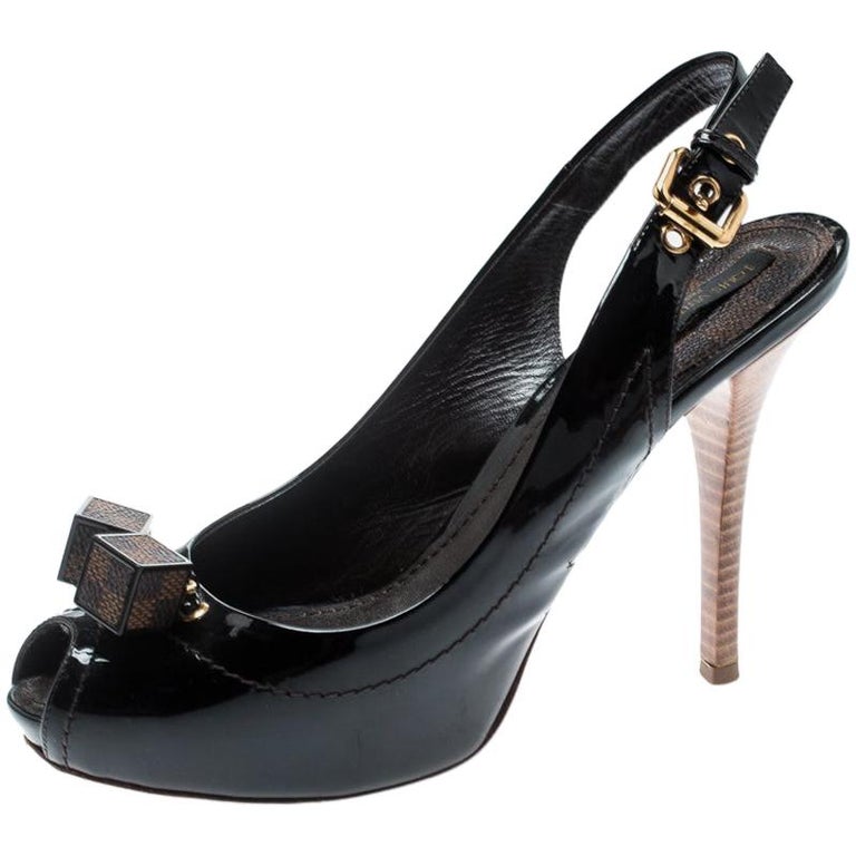 Louis Vuitton Dark Brown Patent Leather New Saint Slingback Sandals ...