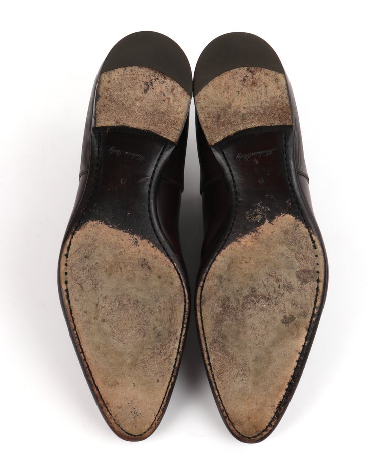 LOUIS VUITTON Dark Brown Polished Epi Leather Classic Cap Toe Dress Shoes For Sale at 1stdibs