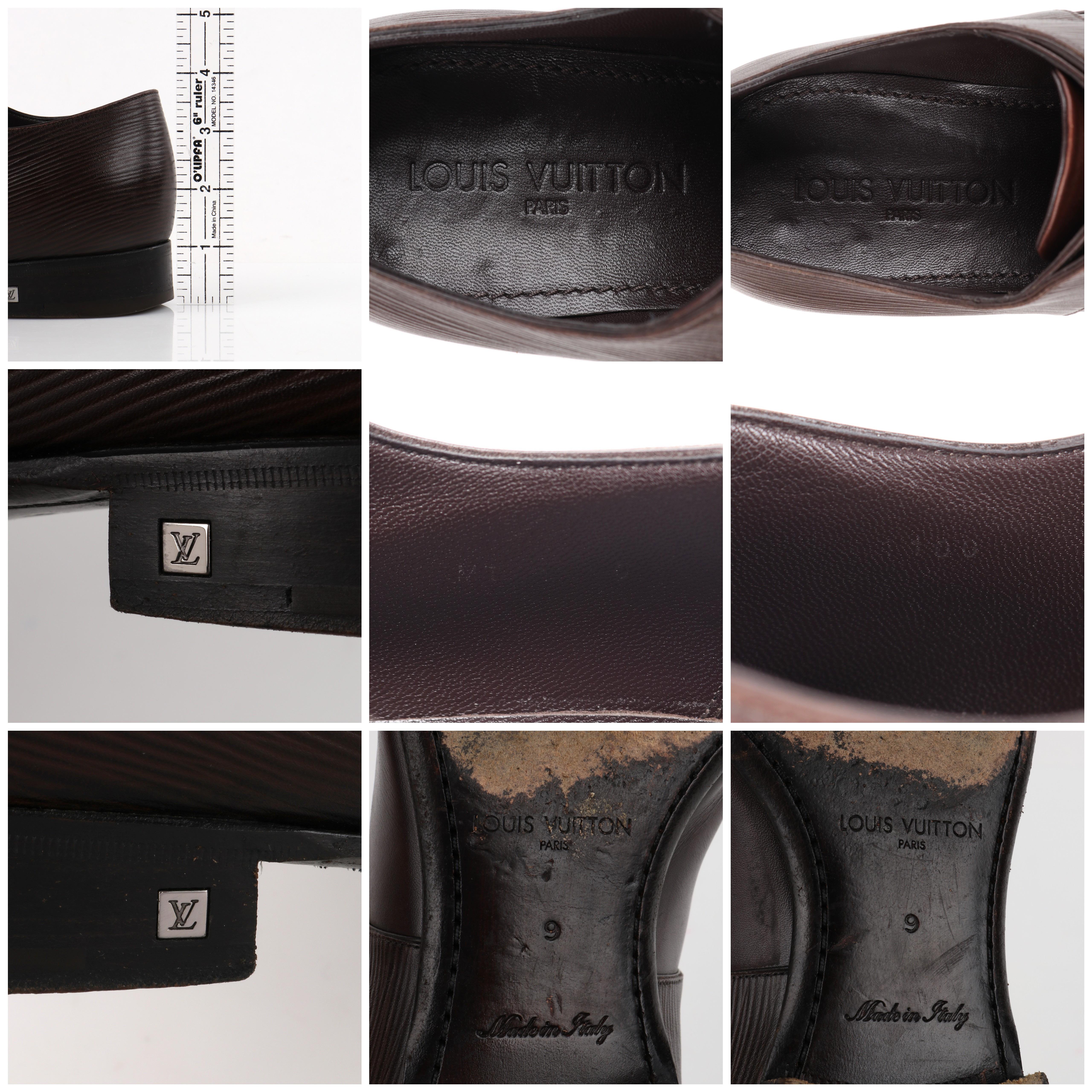 LOUIS VUITTON Dark Brown Polished Epi Leather Classic Cap Toe Dress Shoes 3