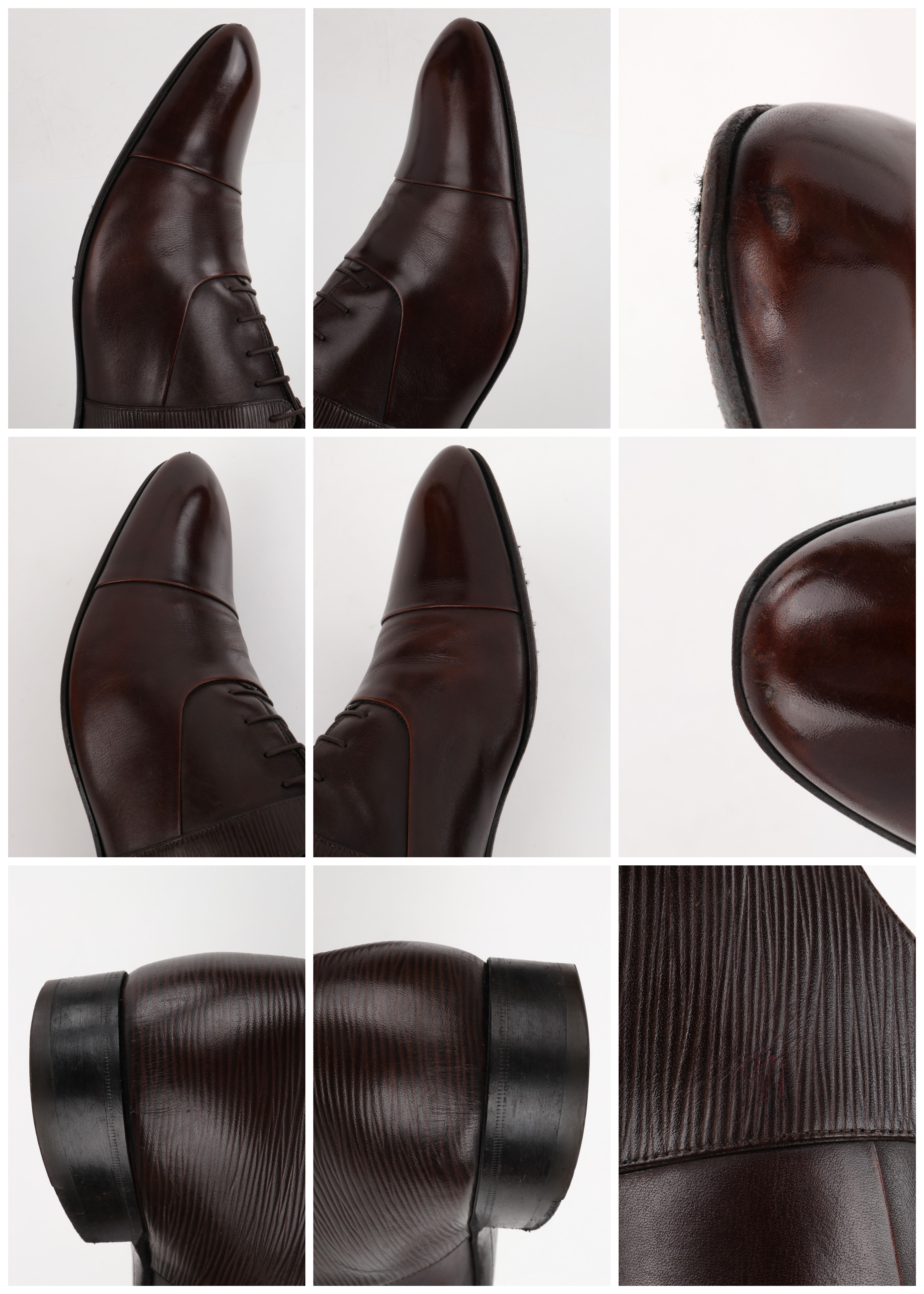LOUIS VUITTON Dark Brown Polished Epi Leather Classic Cap Toe Dress Shoes 4