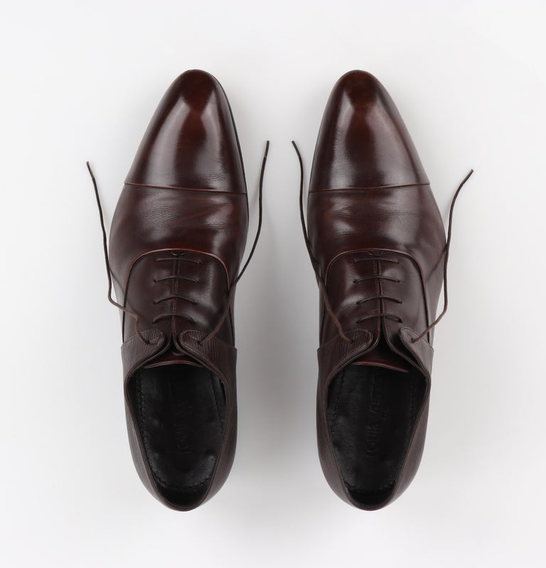 LOUIS VUITTON Dark Brown Polished Epi Leather Classic Cap Toe Dress Shoes  at 1stDibs | louis vuitton dress shoes, brown louis vuitton formal shoes, lv  dress shoes