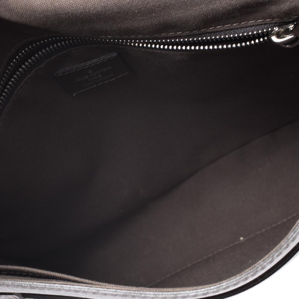 Black Louis Vuitton Dark Brown Taiga Leather Roman PM Bag For Sale