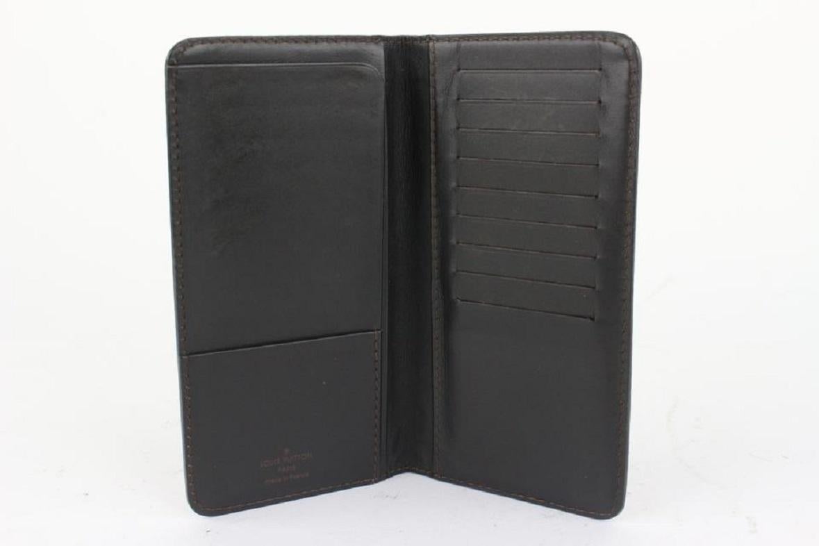Black Louis Vuitton Dark Brown Utah Leather Brazza Long Card Holder Wallet 916lv84