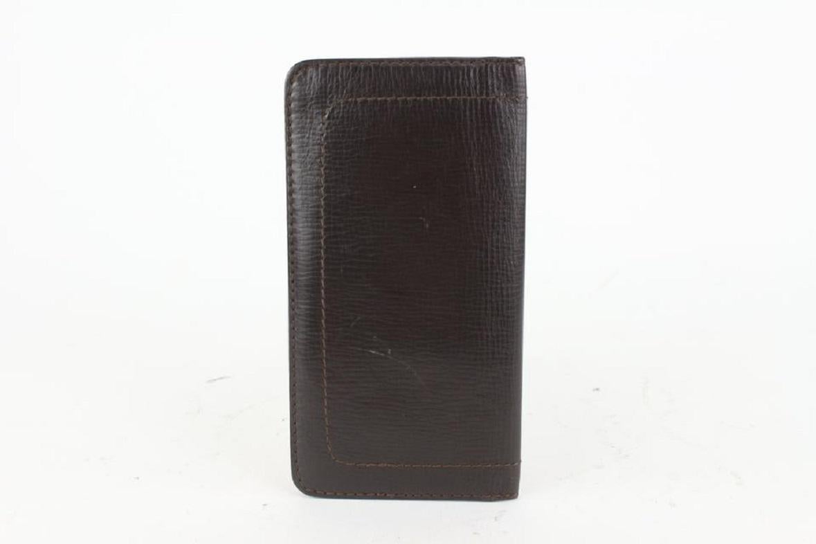 Women's Louis Vuitton Dark Brown Utah Leather Brazza Long Card Holder Wallet 916lv84