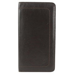 Louis Vuitton Dark Brown Utah Leather Brazza Long Card Holder Wallet 916lv84