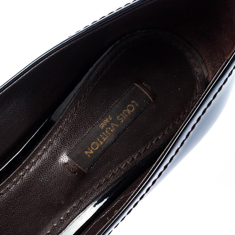 Black Louis Vuitton Dark Burgundy Monogram Idylle & Patent Leather Buci Pumps Size 38