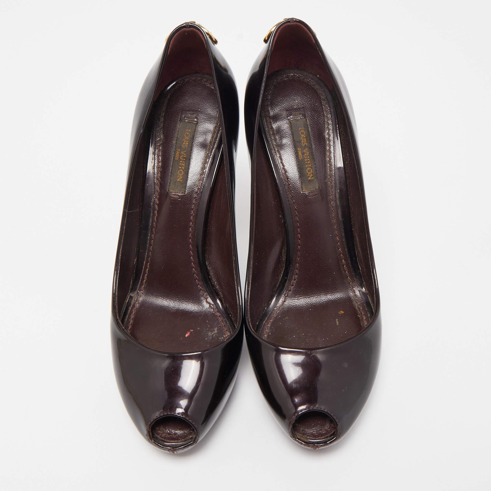 Black Louis Vuitton Dark Burgundy Patent Leather Oh Really! Pumps Size 36