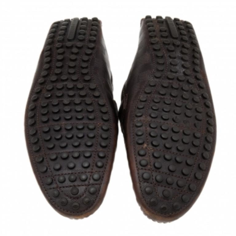 Louis Vuitton Dark Damier Embossed Leather Hockenheim Slip On Loafers Size 43.5 2