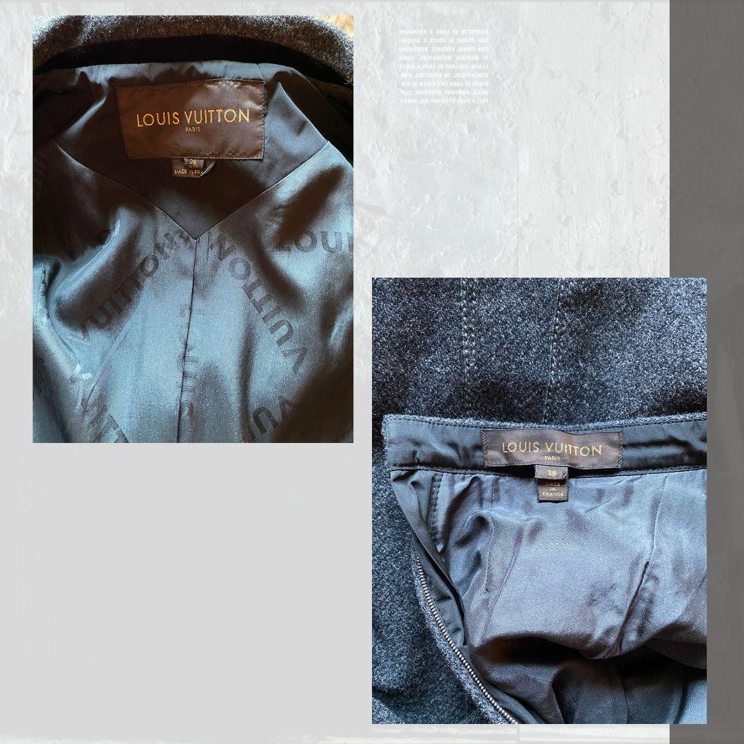 Tailleur jupe gris foncé Louis Vuitton avec bordure en velours F/W 2005 Taille 38FR Pour femmes en vente