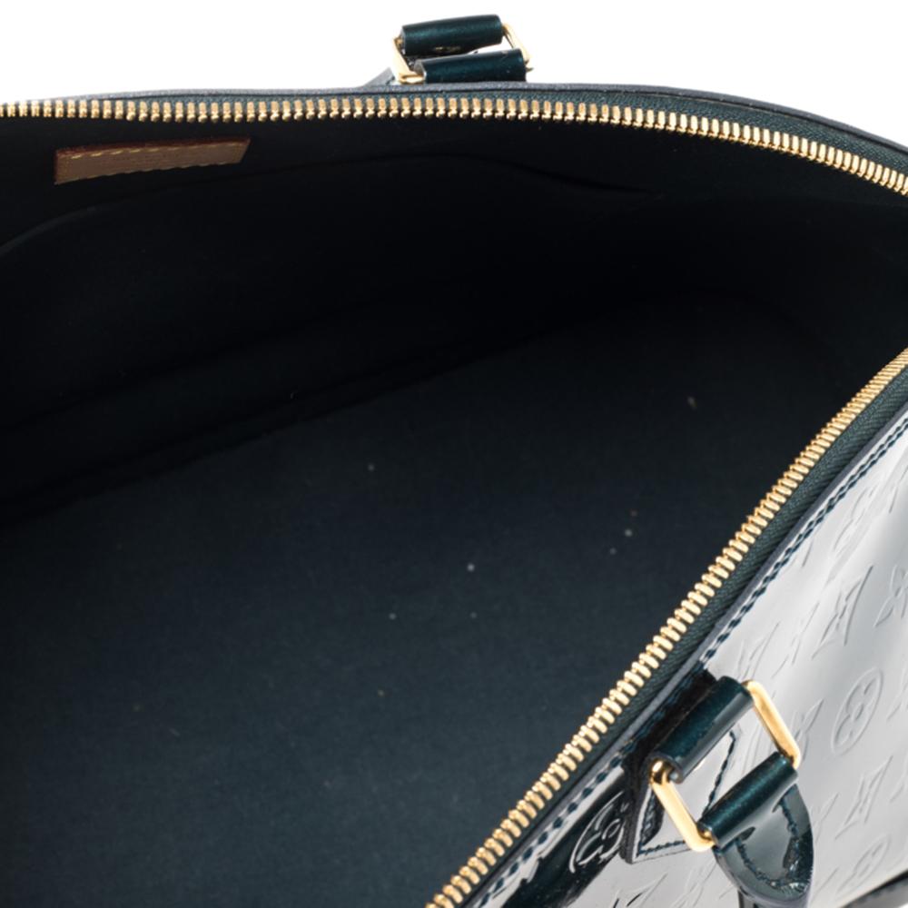 Louis Vuitton Dark Green Monogram Vernis Alma GM Bag In Good Condition In Dubai, Al Qouz 2