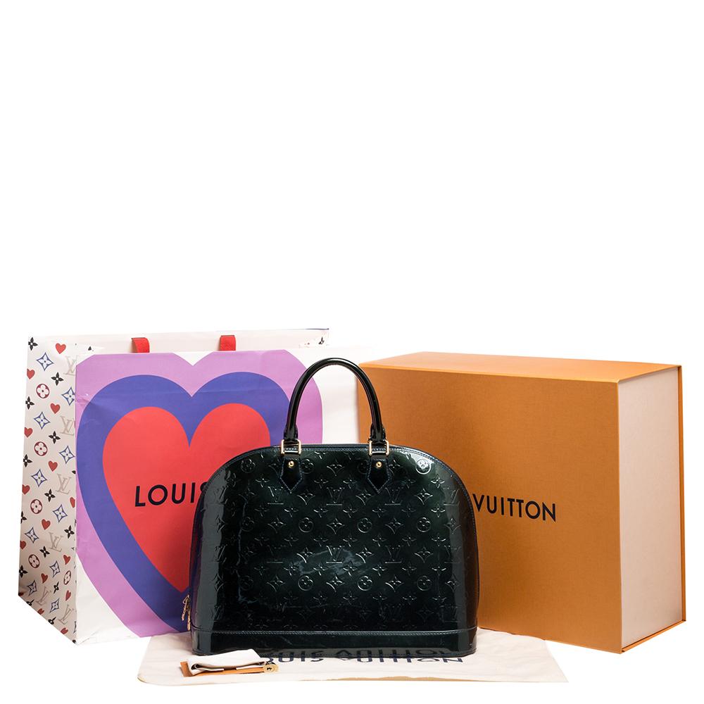 Louis Vuitton Dark Green Monogram Vernis Leather Alma GM Bag 7