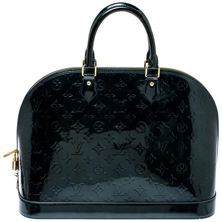 Louis Vuitton Dark Green Monogram Vernis Leather Alma GM Bag at