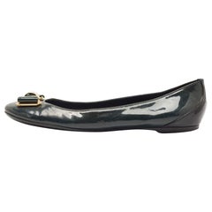 Louis Vuitton Dark Green Patent Leather Ballet Flats Size 38.5