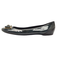 Louis Vuitton Dark Green Patent Leather Ballet Flats Size 38.5