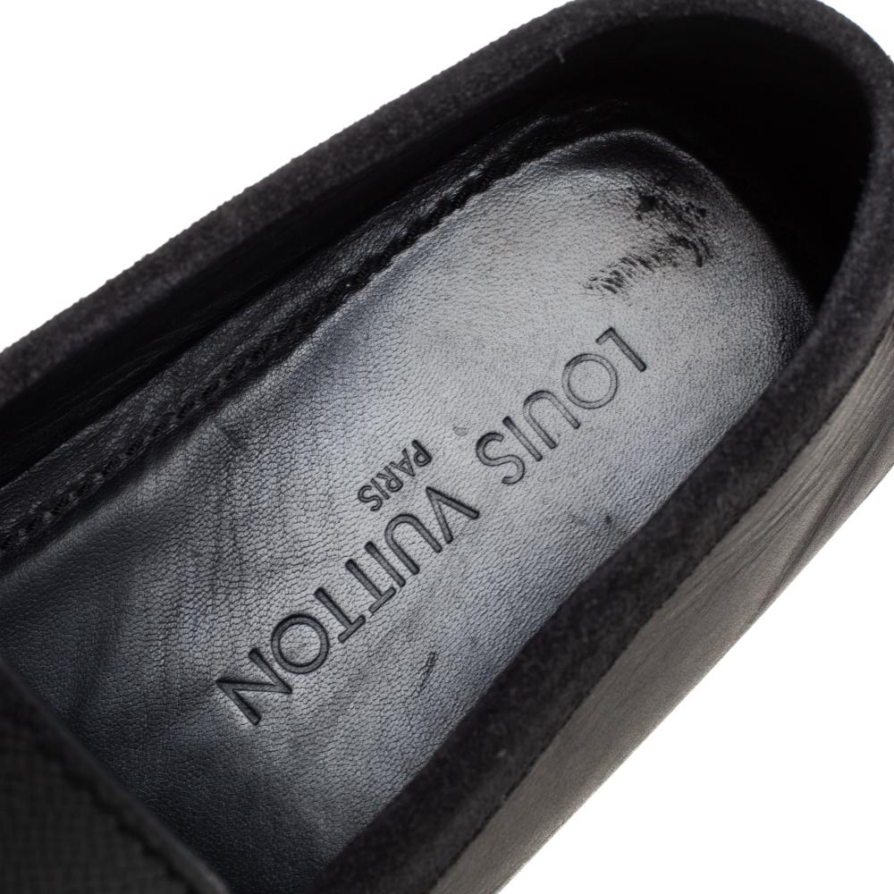 Louis Vuitton Dark Grey/Black Leather & Suede Hockenheim Slip On Loafer Size40.5 2