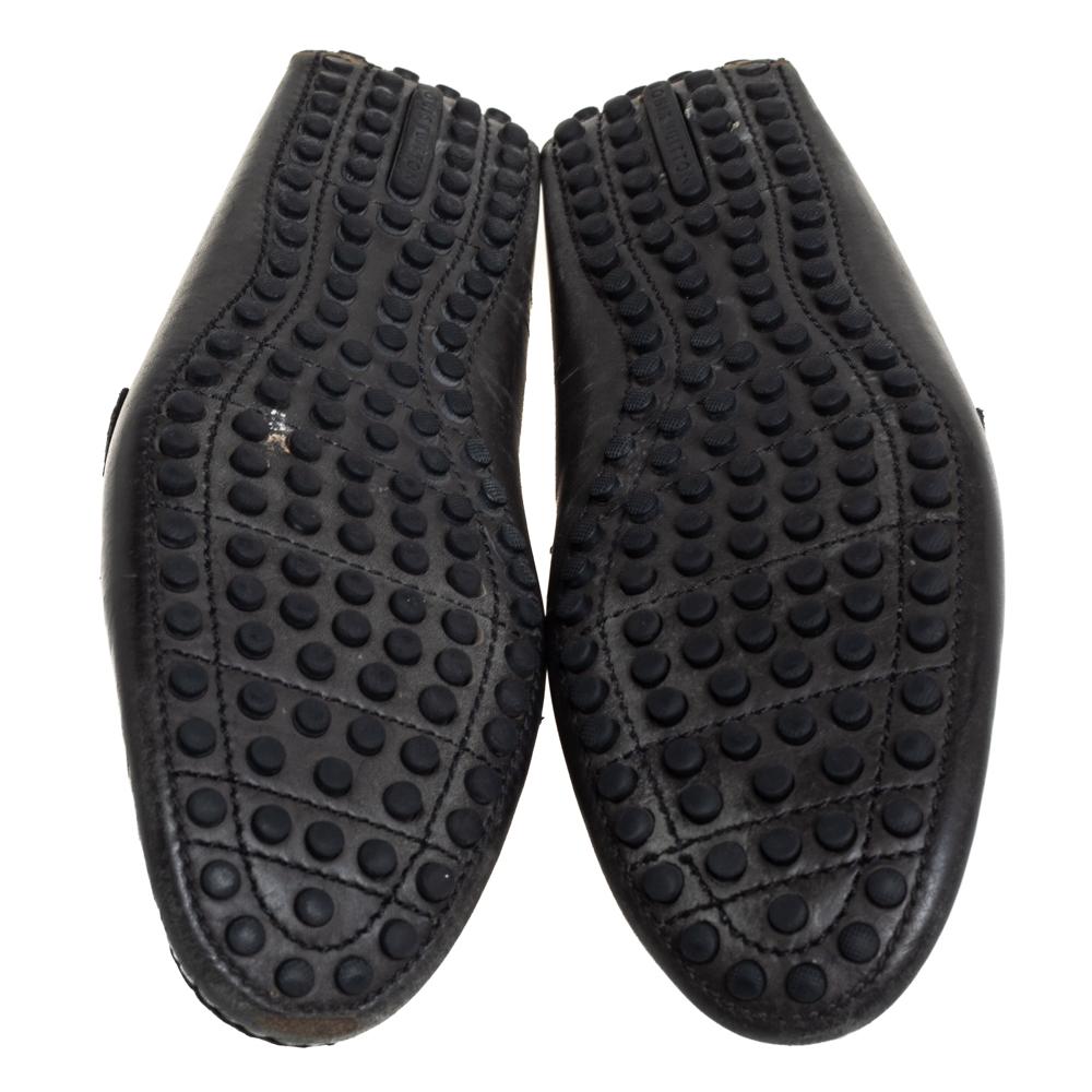Louis Vuitton Dark Grey/Black Leather & Suede Hockenheim Slip On Loafer Size40.5 3
