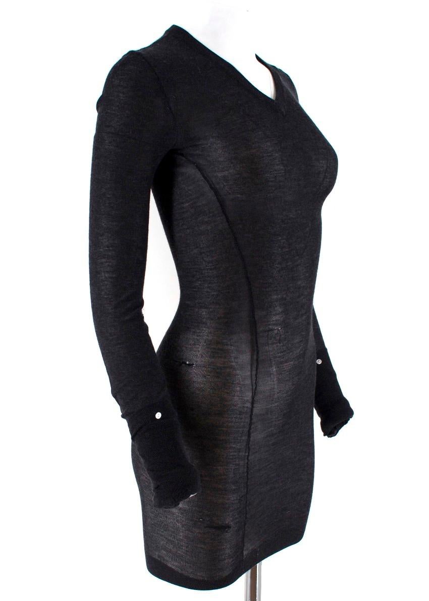 Black Louis Vuitton Dark Grey Cashmere Blend Long-Sleeved Dress US 6