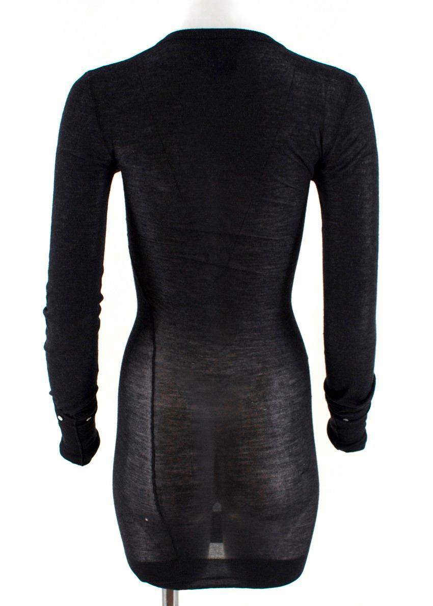 Louis Vuitton Dark Grey Cashmere Blend Long-Sleeved Dress US 6 In Good Condition In London, GB