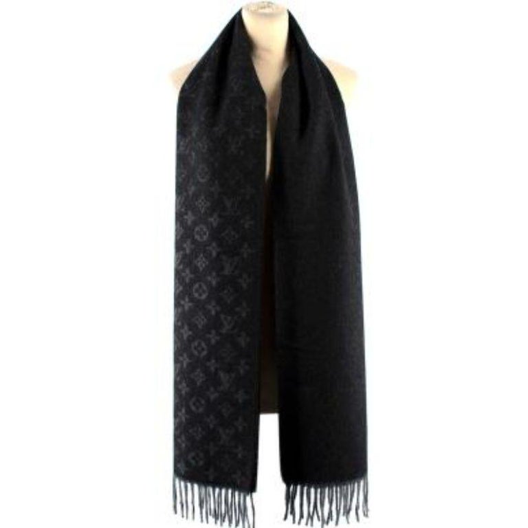 CLASSIC MONOGRAM LOGO WOOL SCARF 195 CM BLACK 413627