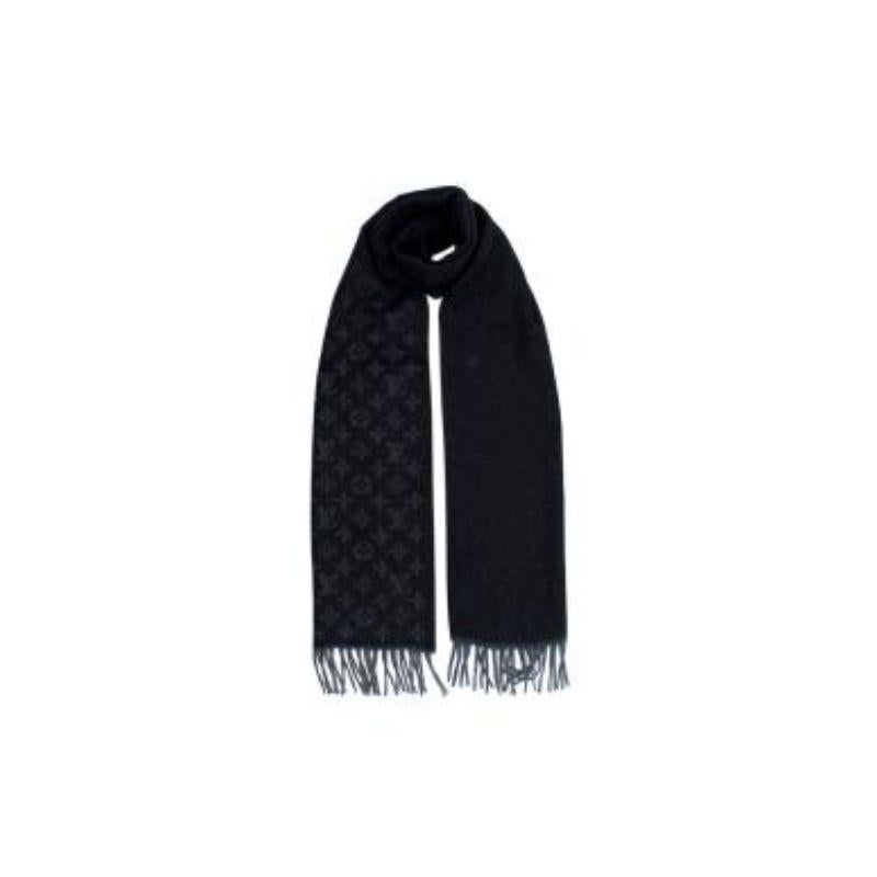 LOUIS VUITTON LOUIS VUITTON Scarf scarves M71607 cashmere wool Black Used  Women logo LV M71607