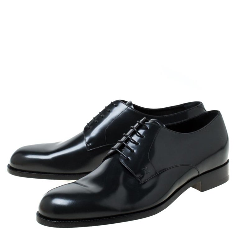 Louis Vuitton Dark Grey Leather Lace Up Derby Size 43.5 For Sale at 1stdibs