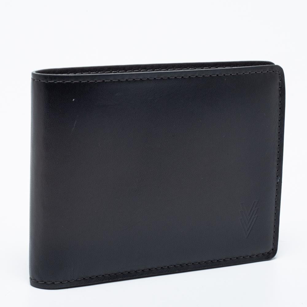 Black Louis Vuitton Dark Grey Leather Multiple Wallet