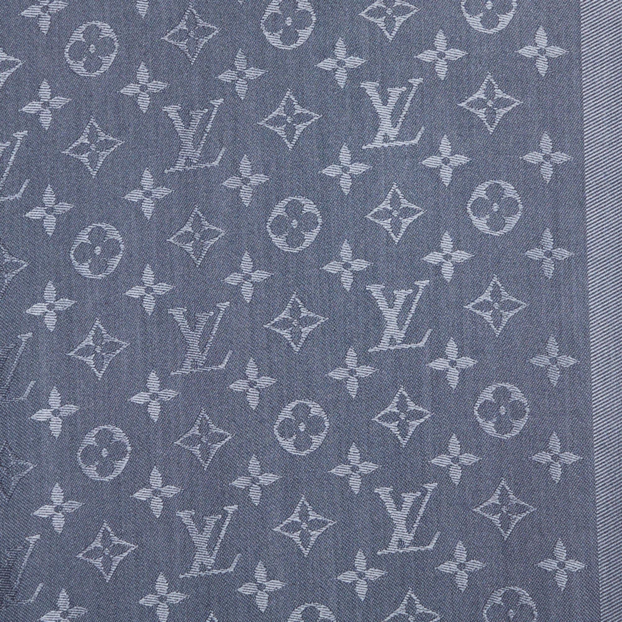 Women's Louis Vuitton Dark Grey Monogram Silk & Wool Classique Shawl