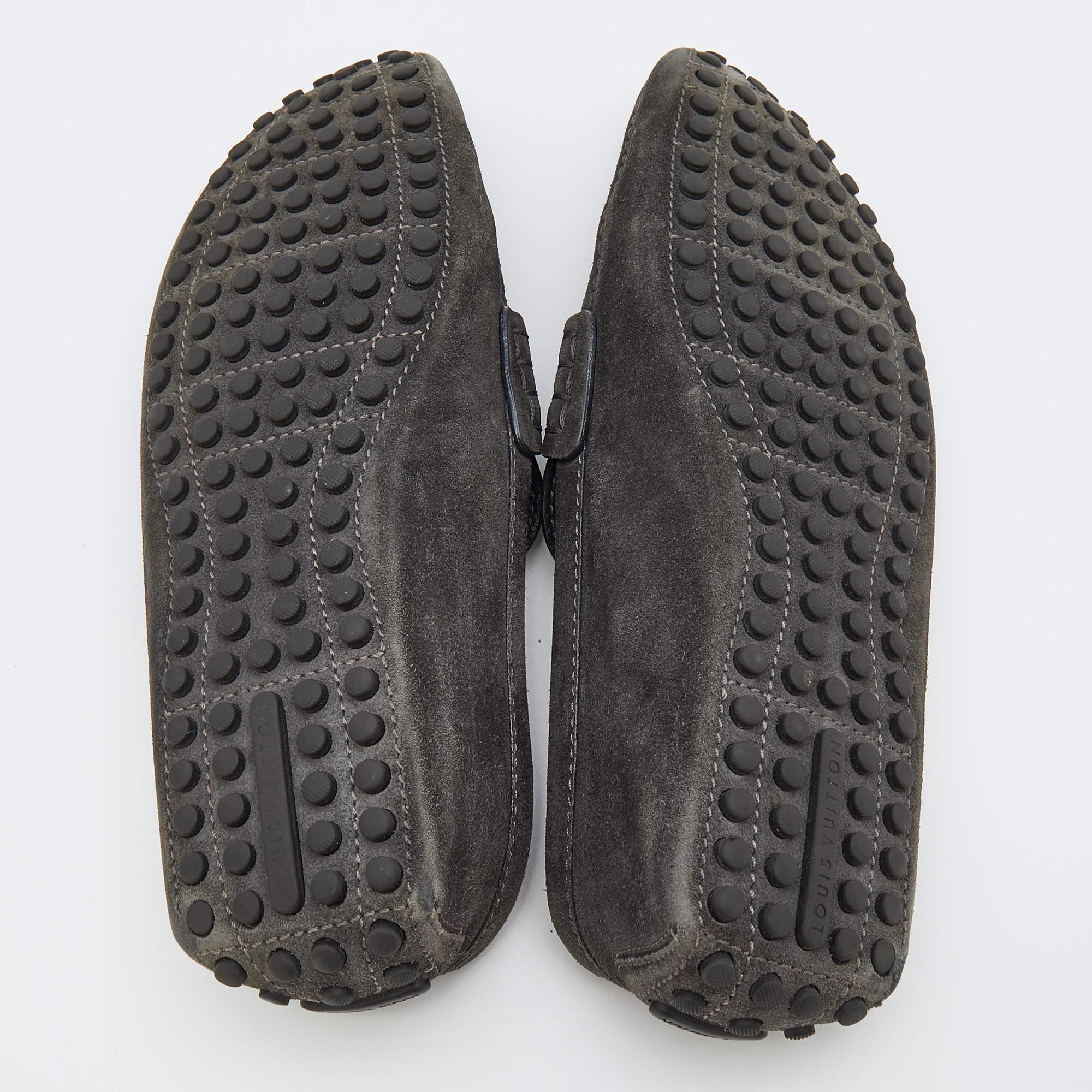Louis Vuitton Dark Grey Suede Slip On Loafers Size 43 1