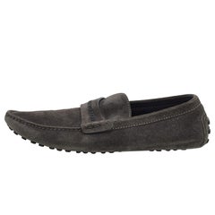 Louis Vuitton Dark Grey Suede Slip On Loafers Size 43