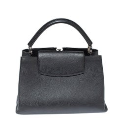 Louis Vuitton Dark Grey Taurillon Leather Capucines MM Bag