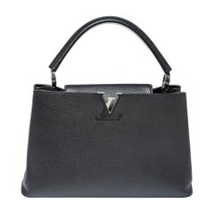 Louis Vuitton Dark Grey Taurillon Leather Capucines MM Bag