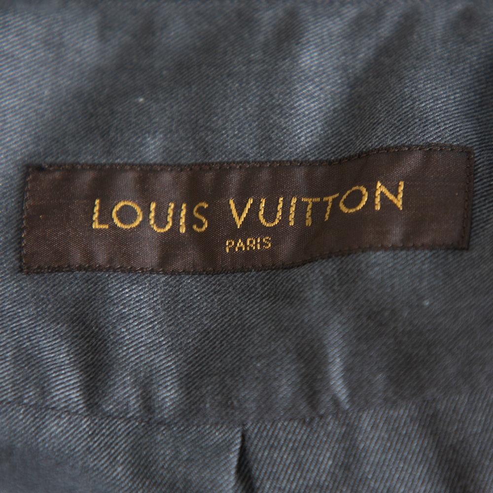 Louis Vuitton Dark Grey Textured Cotton Button Front Shirt XL In Excellent Condition In Dubai, Al Qouz 2