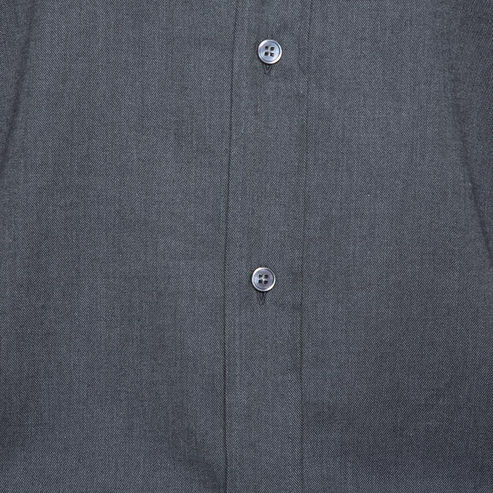 Louis Vuitton Dark Grey Textured Cotton Button Front Shirt XL 1