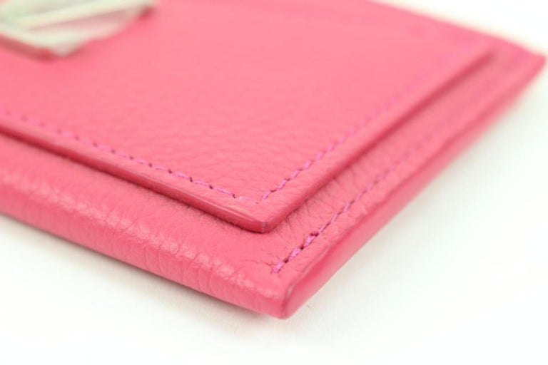 NEW LOUIS VUITTON Hot Pink Lockme Card Holder Calf Leather M68555